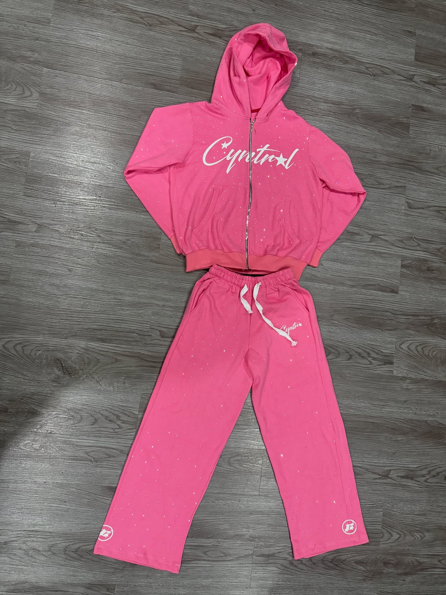 Pink Cyntral hoodie and pants set